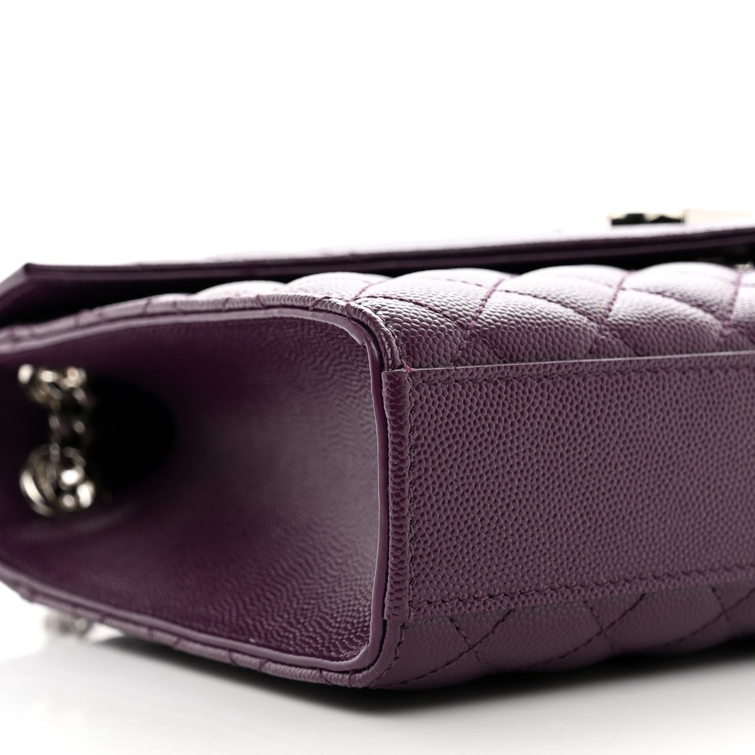 Saint Laurent Grain De Poudre Textured Mixed Matelasse Triquilt Medium Monogram Satchel Lilac 9 of 10