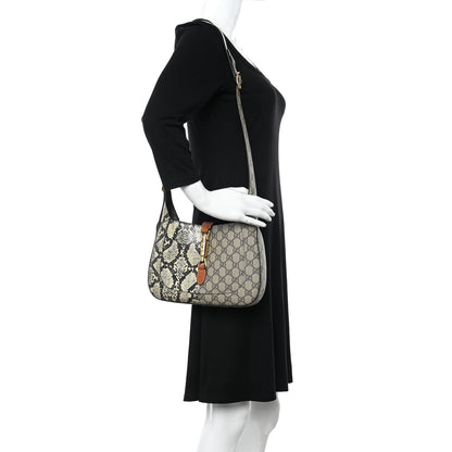 Gucci GG Supreme Monogram Snakeskin Small Jackie 1961 Hobo Beige Ebony 2 of 14