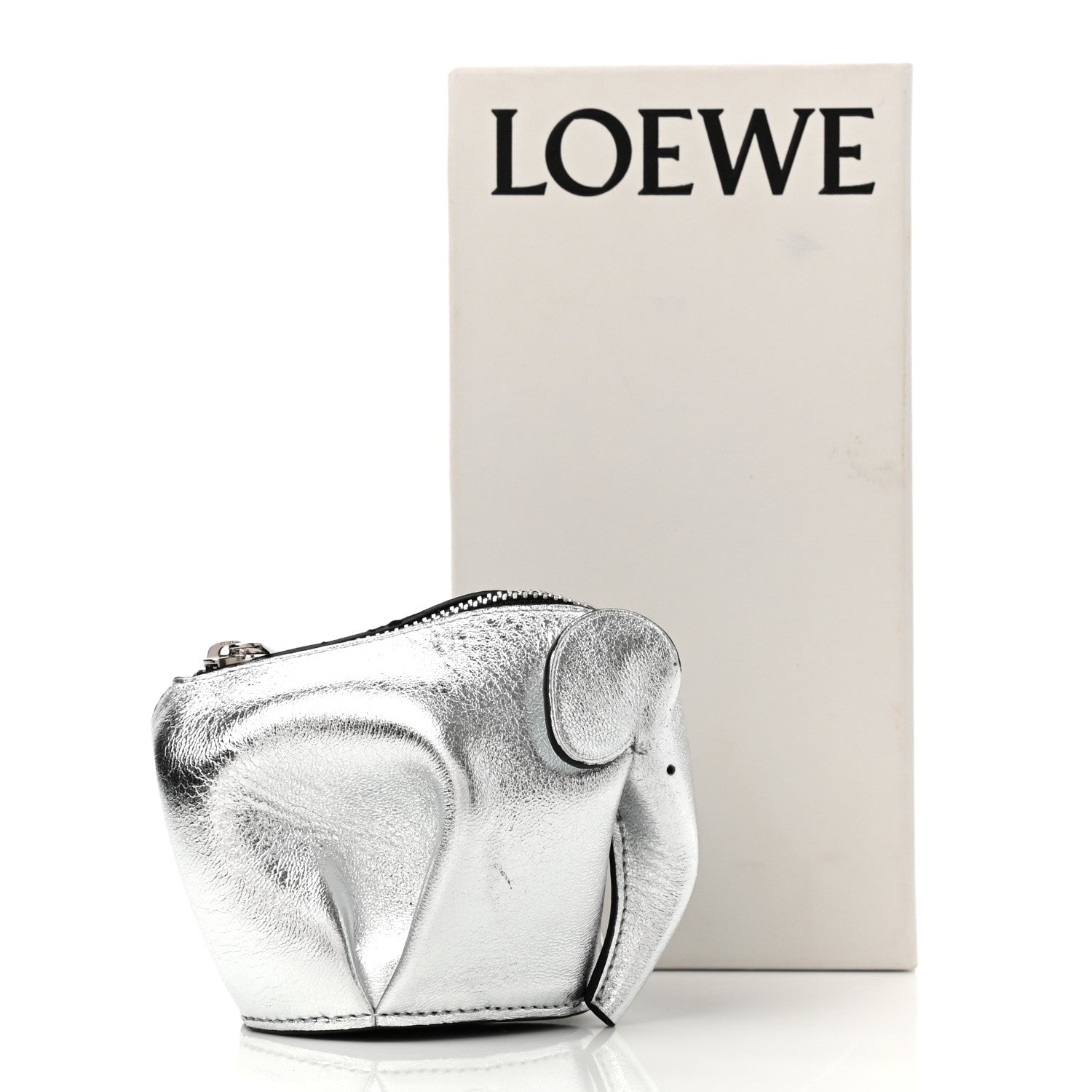 Loewe Metallic Calfskin Elephant Coin Purse Silver 9 of 9