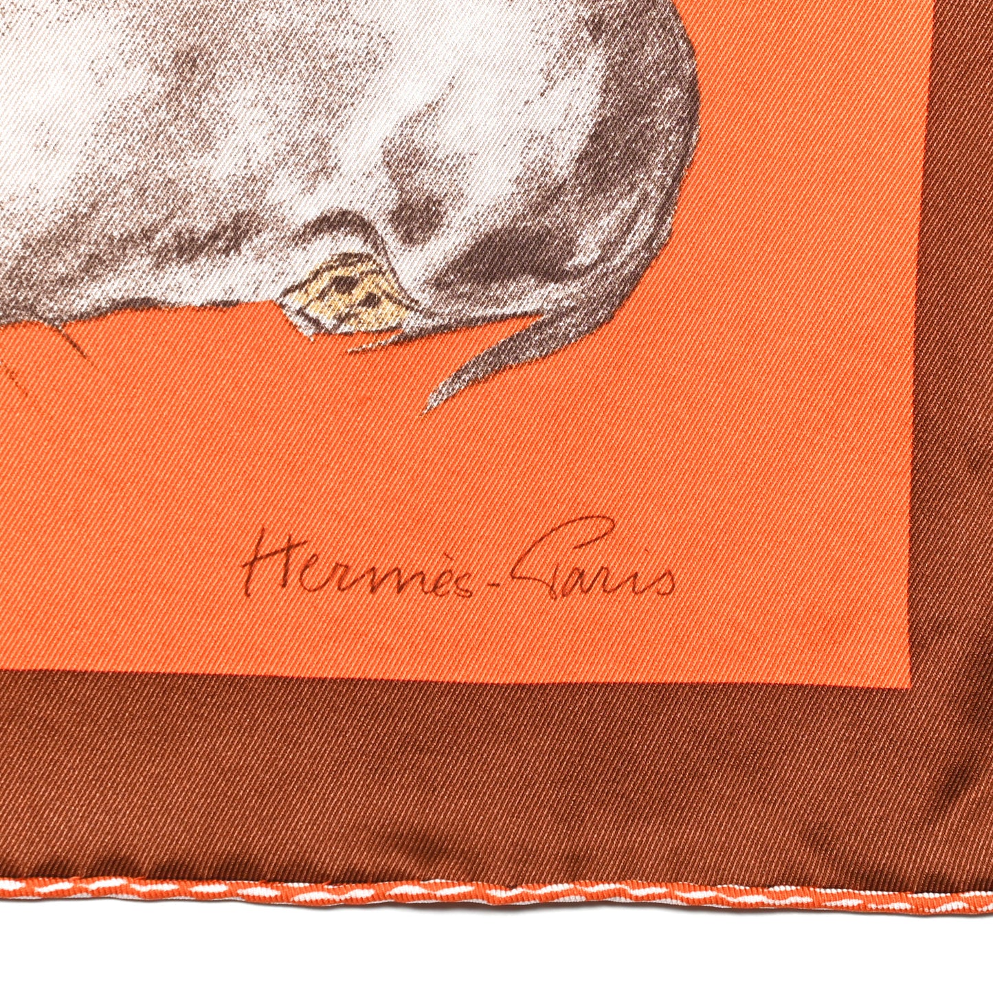 Silk Les Bassets Scarf 70 Orange Sepia Tabac