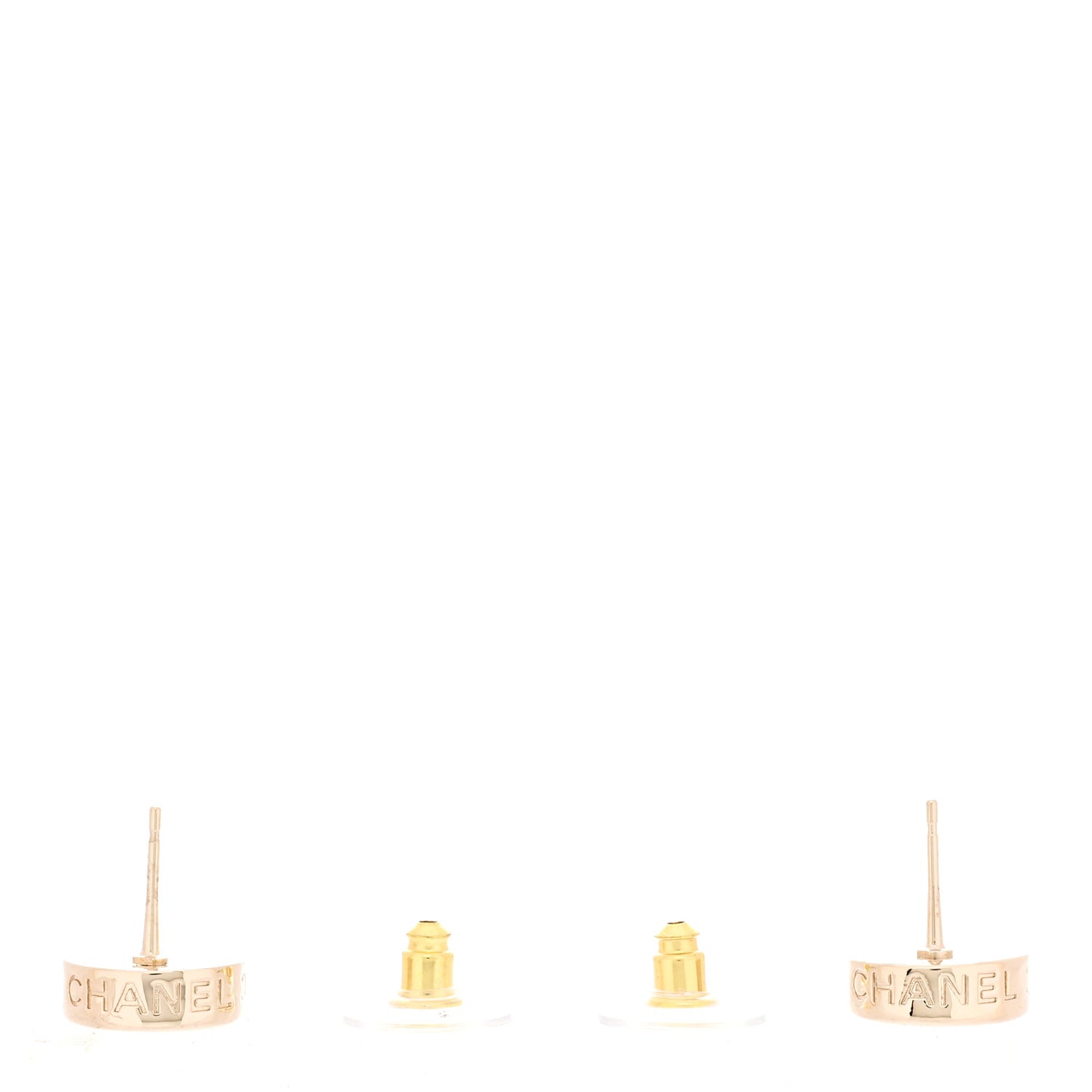 Metal Round CC Earrings Gold