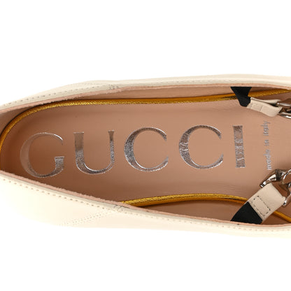 Gucci Nappa Lumiere Deva Horsebit Chain Embellished Flats 35.5 Dusty White 8 of 10
