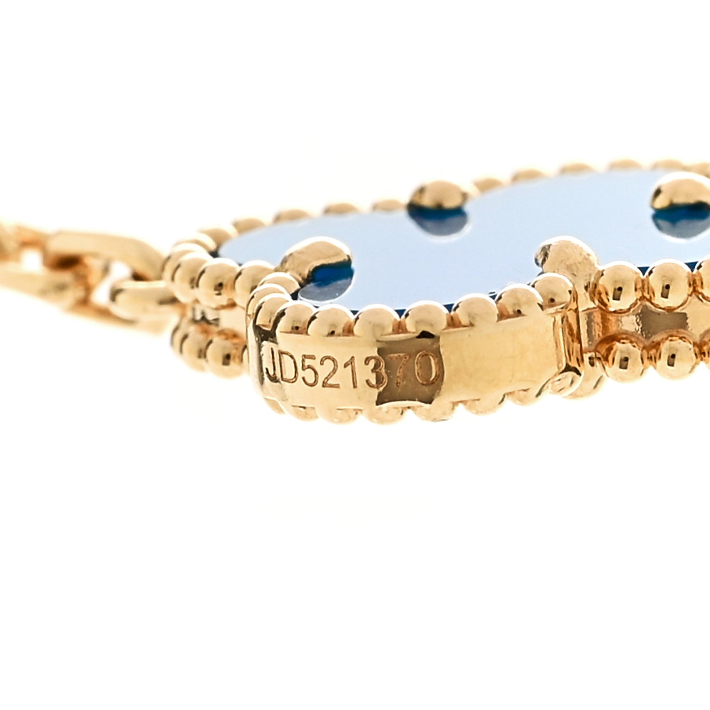 18K Yellow Gold Blue Agate 10 Motifs Vintage Alhambra Necklace