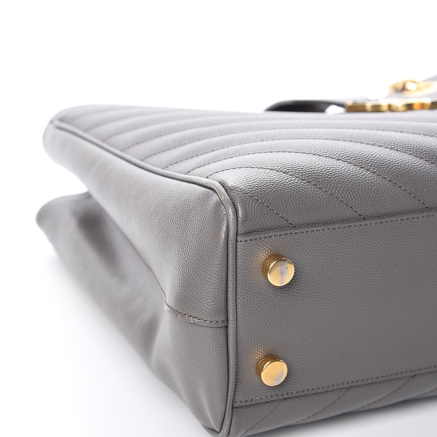 Grain De Poudre Matelasse Chevron Monogram Shopping Bag Fog