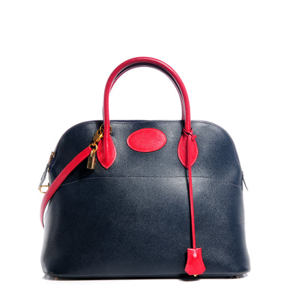 Hermes Courchevel Bi Color Bolide 35 Indigo Rouge Vif 1 of 8