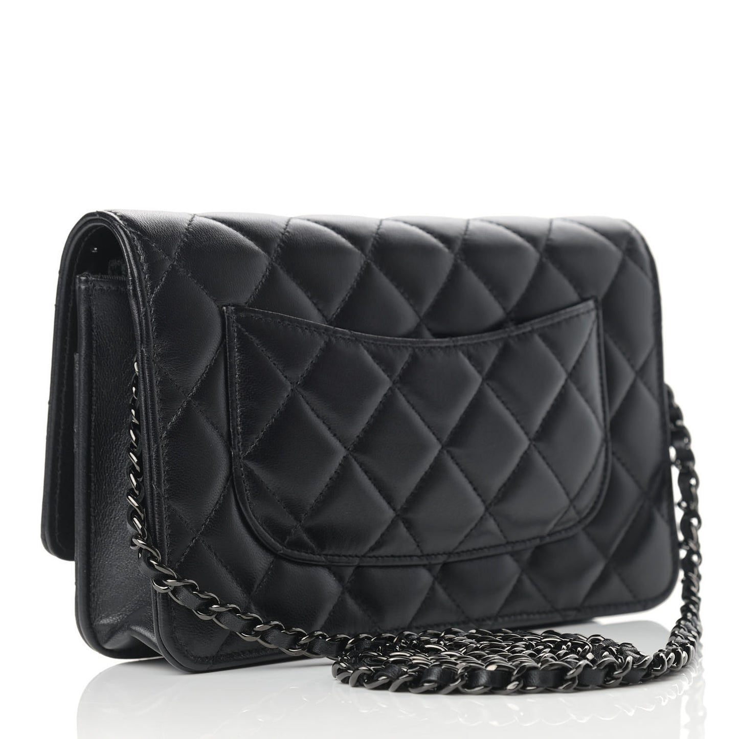 Lambskin Quilted Wallet On Chain WOC So Black