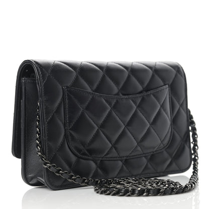 Chanel Lambskin Quilted Wallet On Chain WOC So Black 3 of 14