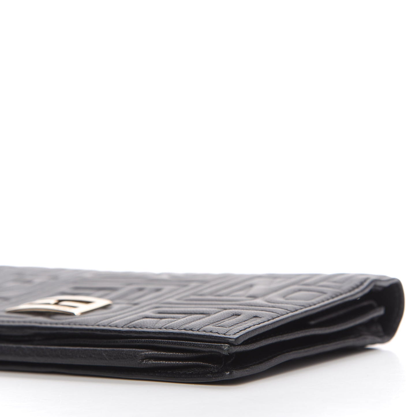 Nappa Logo Embossed Long Wallet On Chain Black