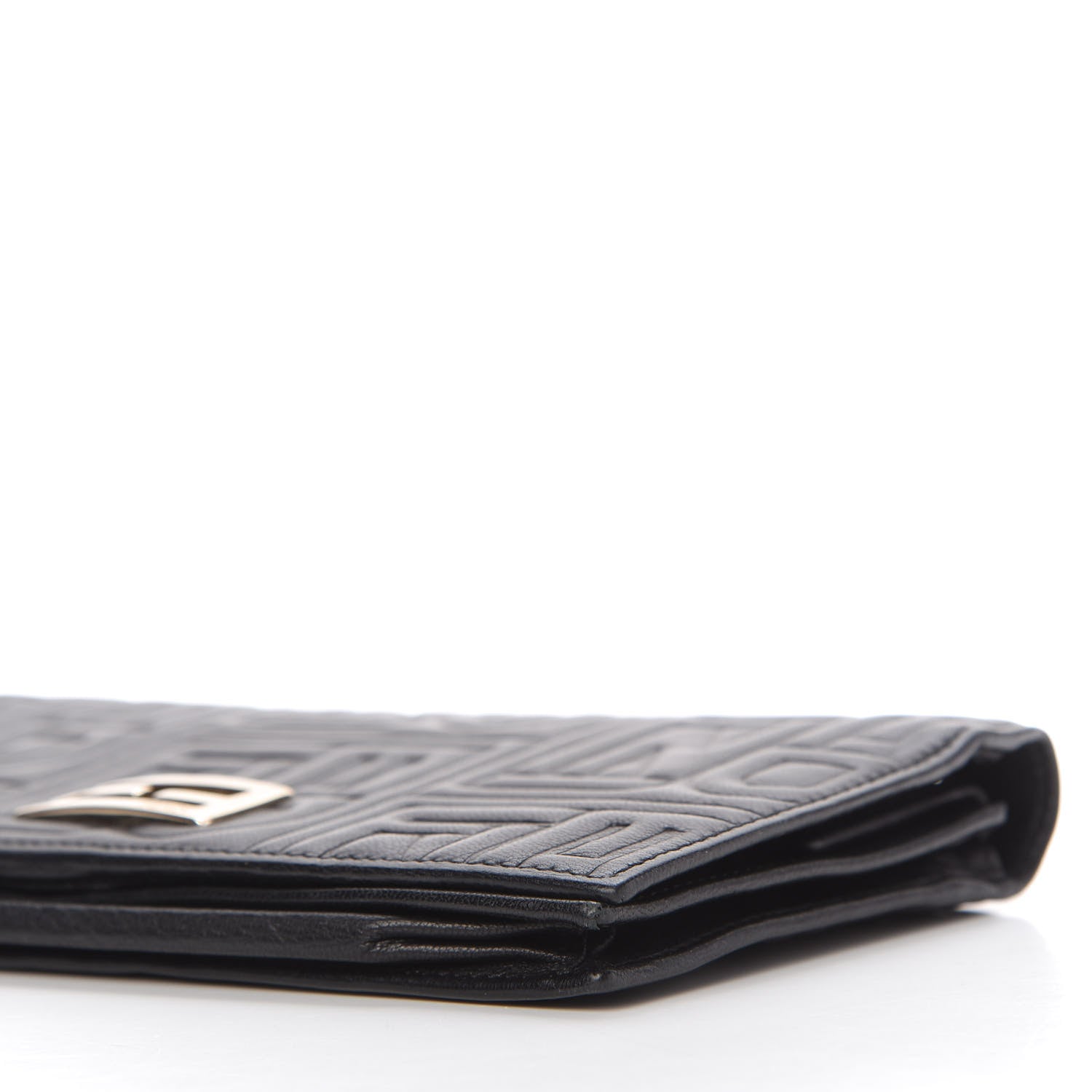 Fendi Nappa Logo Embossed Long Wallet On Chain Black 7 of 11
