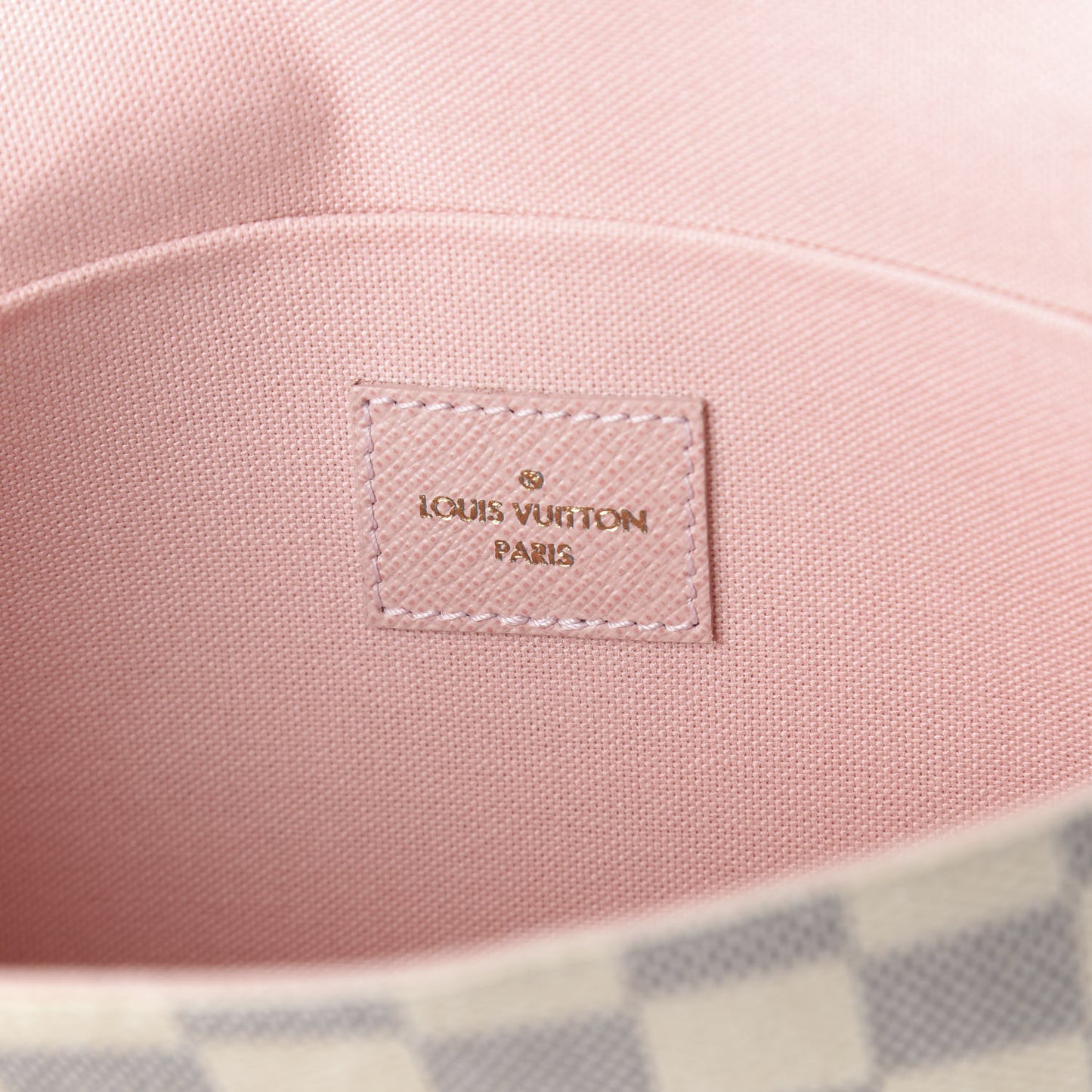 Damier Azur Pochette Felicie Chain Wallet Rose Ballerine