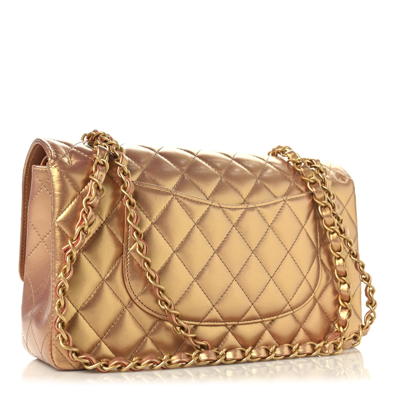 Chanel Metallic Lambskin Quilted Medium Double Flap Golden 1772619