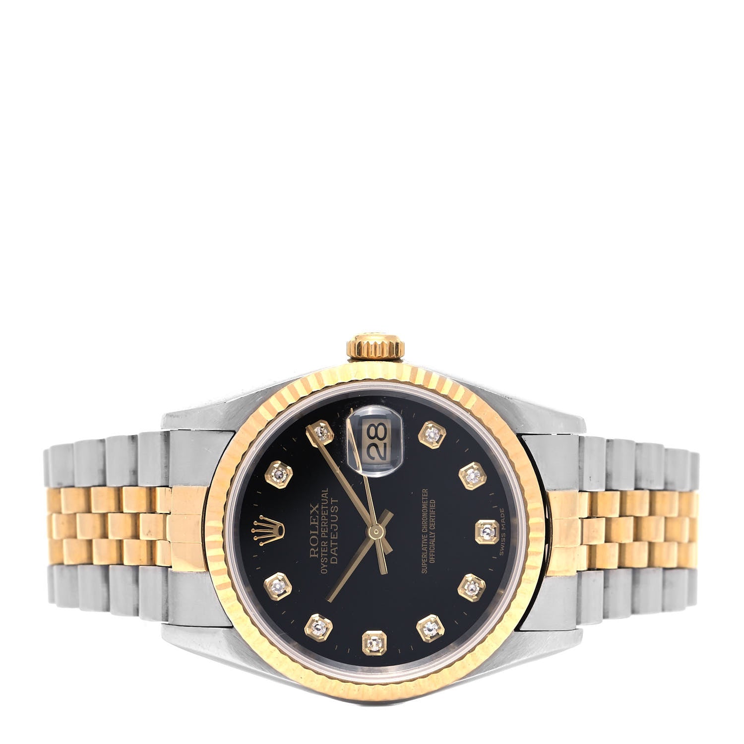 Rolex Stainless Steel 18K Yellow Gold Diamond 36mm Oyster Perpetual Datejust Watch Black 116233 2 of 4