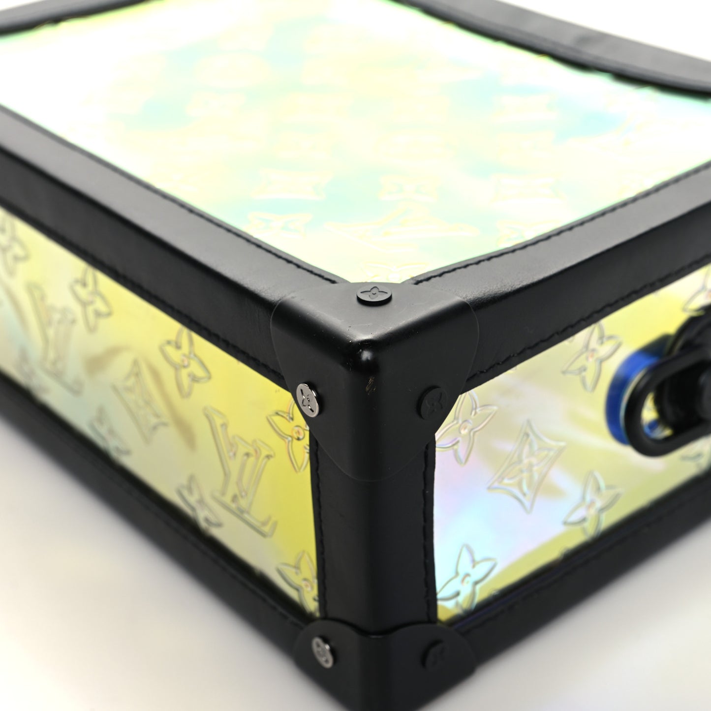 Calfskin PVC Monogram Solar Ray Soft Trunk Iridescent Prism Black