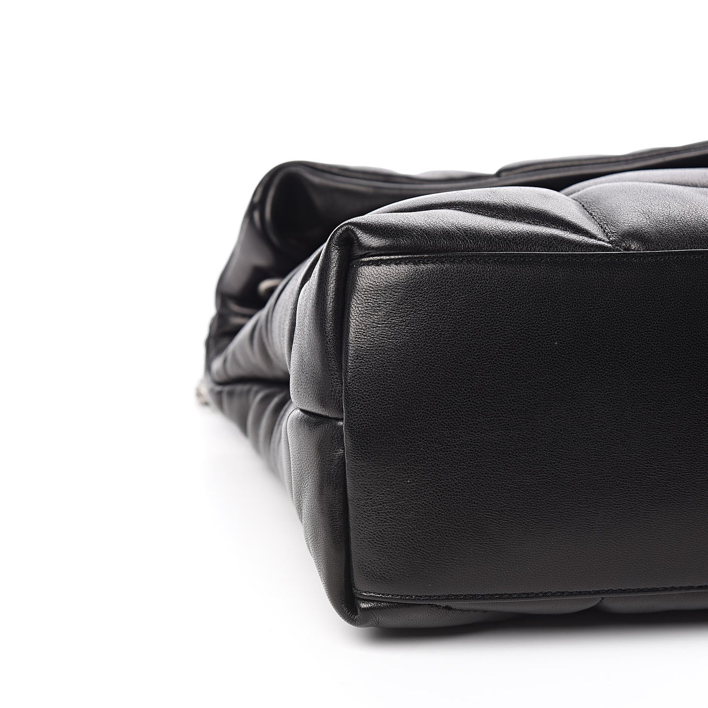 Lambskin Quilted Medium Loulou Puffer Monogram Chain Satchel Black
