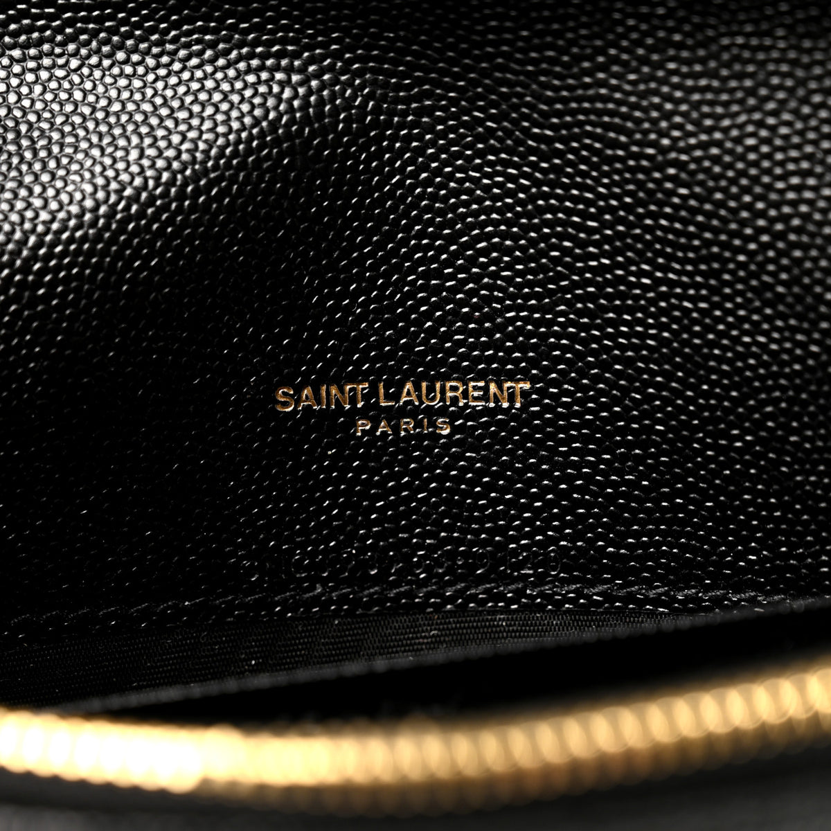 Saint Laurent Grain De Poudre Matelasse Chevron Monogram Envelope Chain Wallet Black 7 of 10