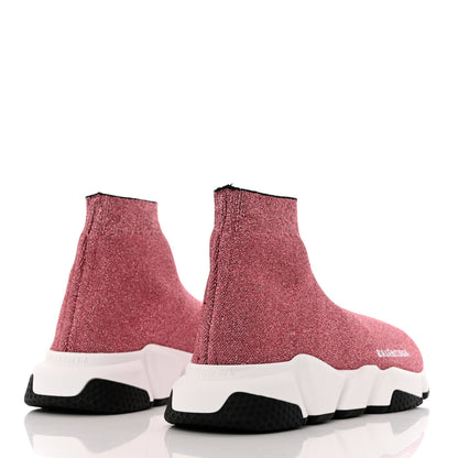 Balenciaga Laminated Knit Bi-Color Sole Womens Speed Sneakers 39 Pink White Black 4 of 9