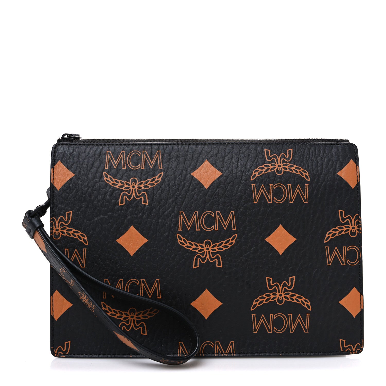 MCM Maxi Visetos Medium Aren Wristlet Zip Pouch Black 1 of 7
