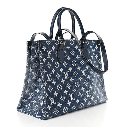 Louis Vuitton Monogram Jacquard Denim Onthego MM Bleu 3 of 10