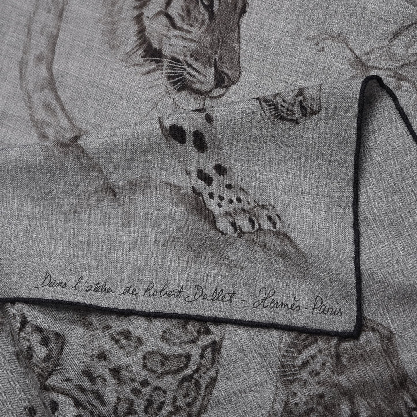 Cashmere Silk Dans L'atelier Shawl 140 Gris Flanelle Anthracite Gris