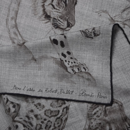 Hermes Cashmere Silk Dans L'atelier Shawl 140 Gris Flanelle Anthracite Gris 3 of 10