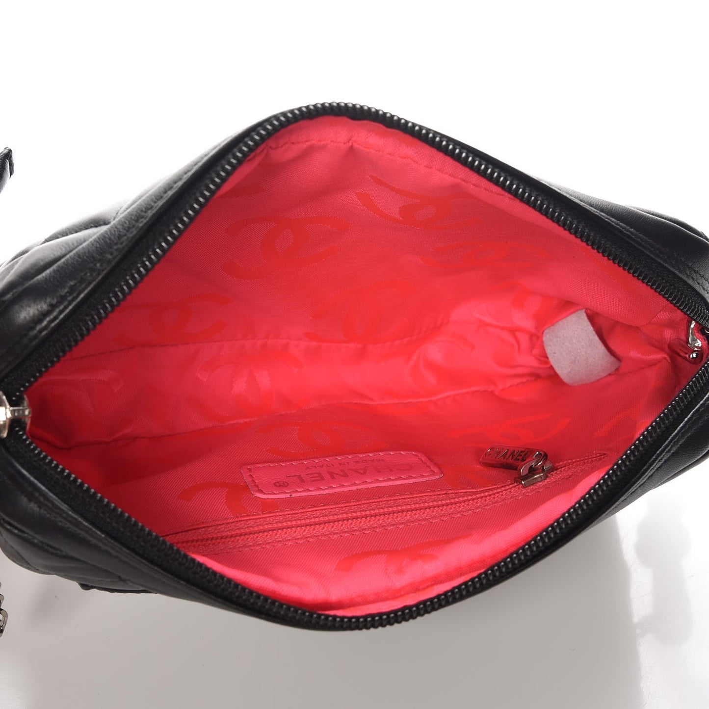 Calfskin Quilted Cambon Pochette Black White