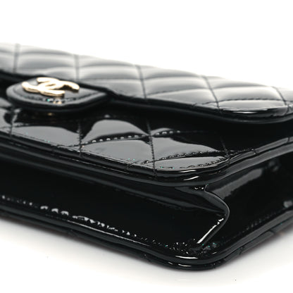 Chanel Patent Calfskin Quilted Flap Phone Holder With Chain Black 11 of 13