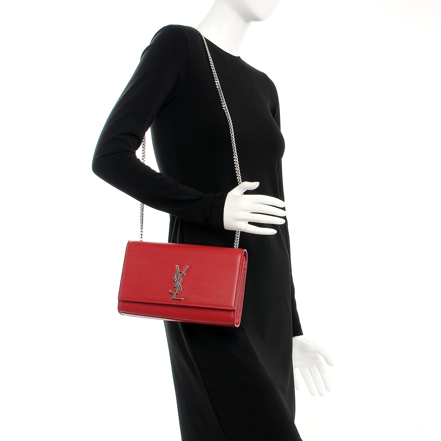 Grain De Poudre Medium Monogram Kate Satchel Lipstick Red