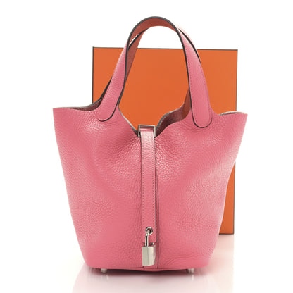 Hermes Taurillon Clemence Picotin Lock 18 PM Rose Azalee 9 of 9