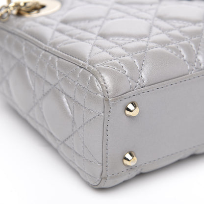 Christian Dior Metallic Lambskin Cannage Mini Lady Dior Grey 7 of 14