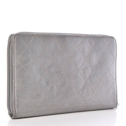 Chanel Metallic Aged Calfskin Quilted Palette Large Zip Around Organizer Wallet Silver 3 of 9