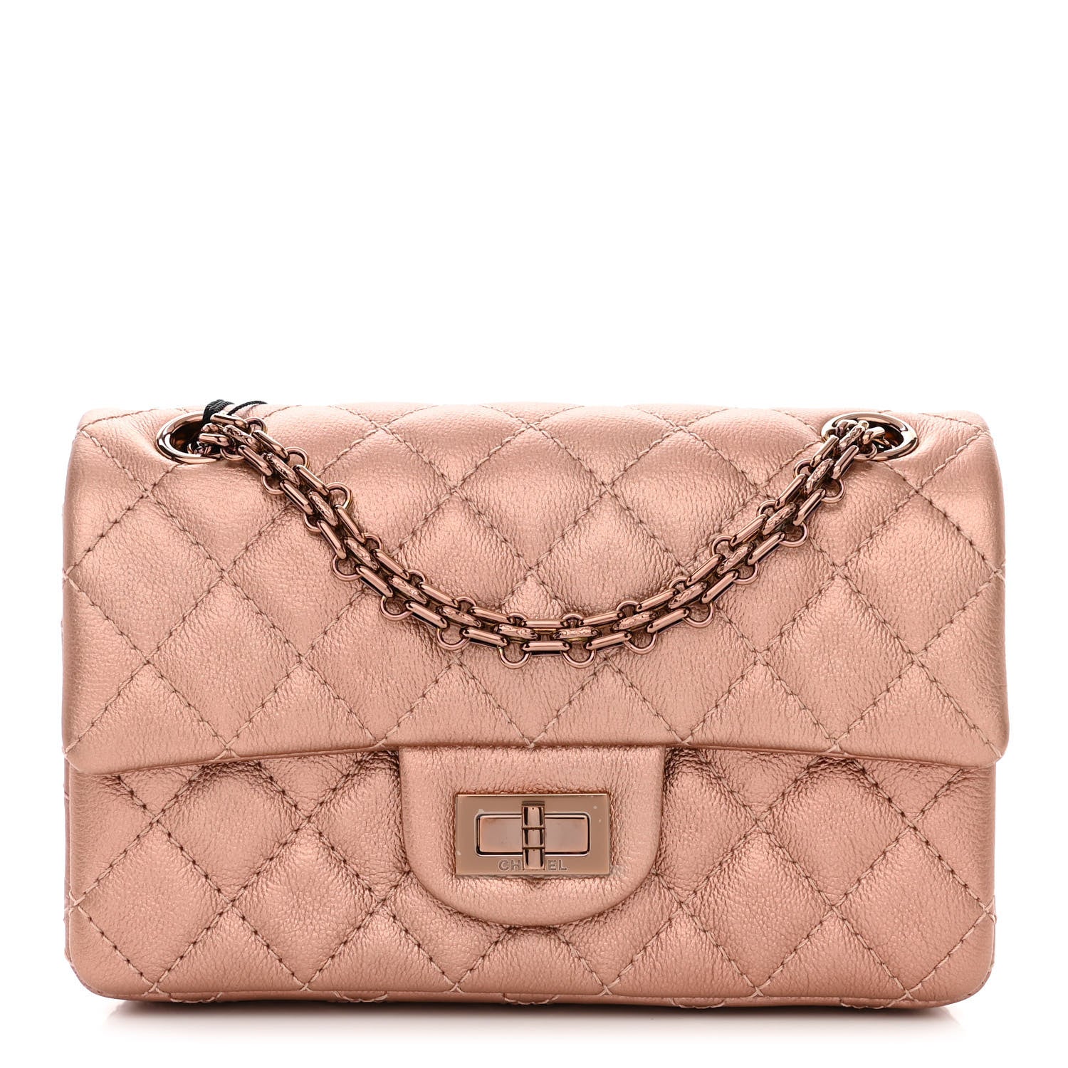 Chanel Metallic Grained Calfskin Quilted 2.55 Reissue Mini Flap Copper Pink 1 of 11