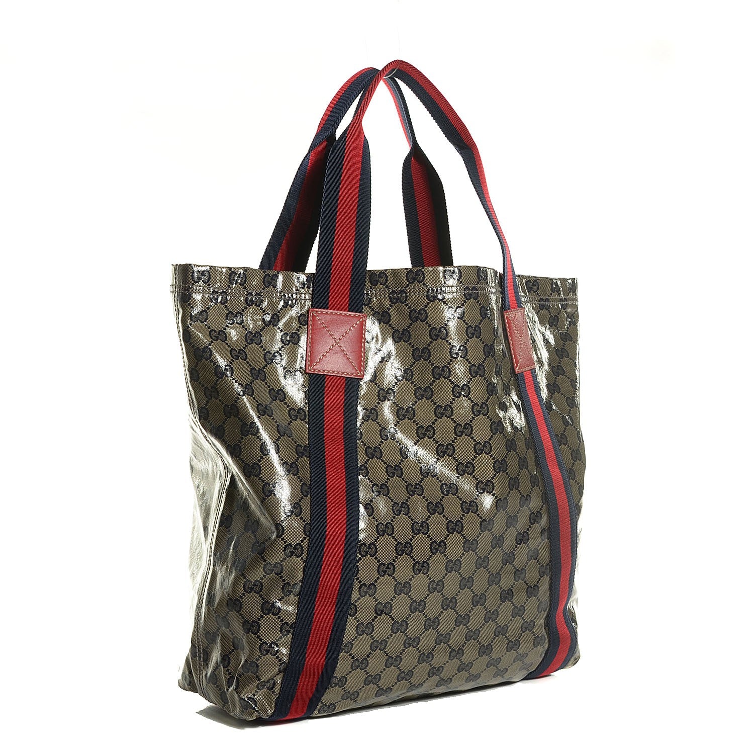 Gucci Crystal Monogram Medium Web Handle Vertical Tote Navy 3 of 7