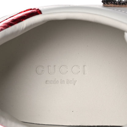 Gucci Calfskin Ayers Web Pierced Heart Embroidered New Ace Sneakers 37 White 7 of 8