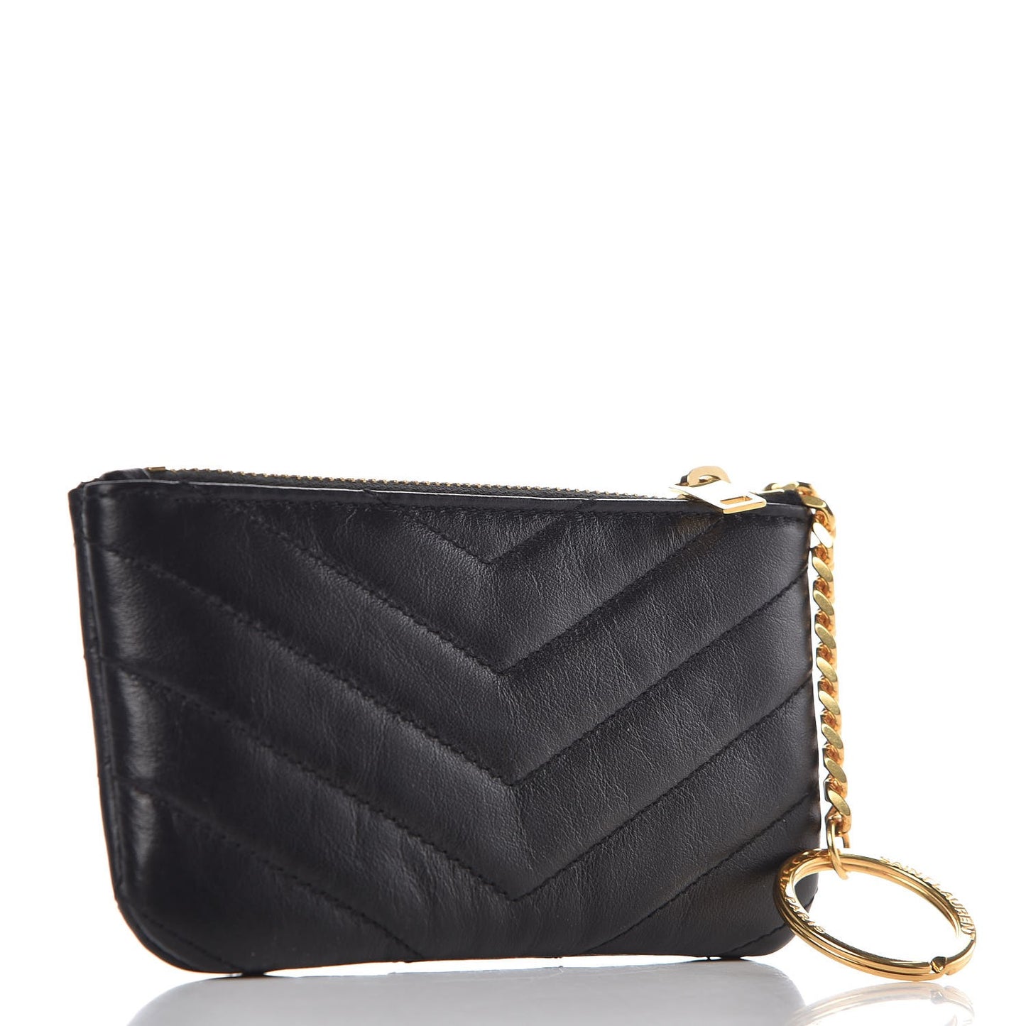 Calfskin Matelasse Monogram Key Pouch Black