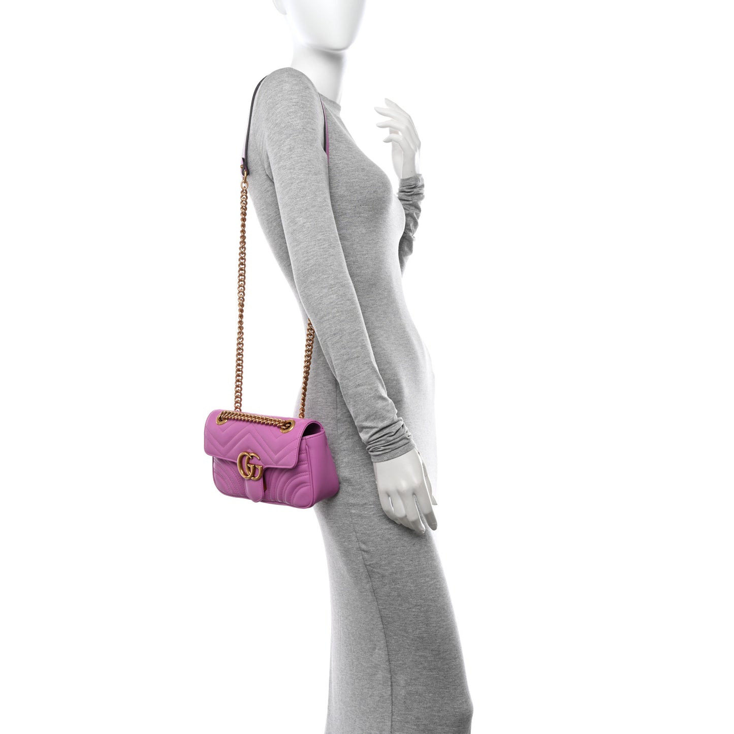 Calfskin Matelasse Mini GG Marmont Shoulder Bag Candy Mousse