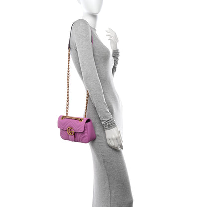 Gucci Calfskin Matelasse Mini GG Marmont Shoulder Bag Candy Mousse 2 of 11