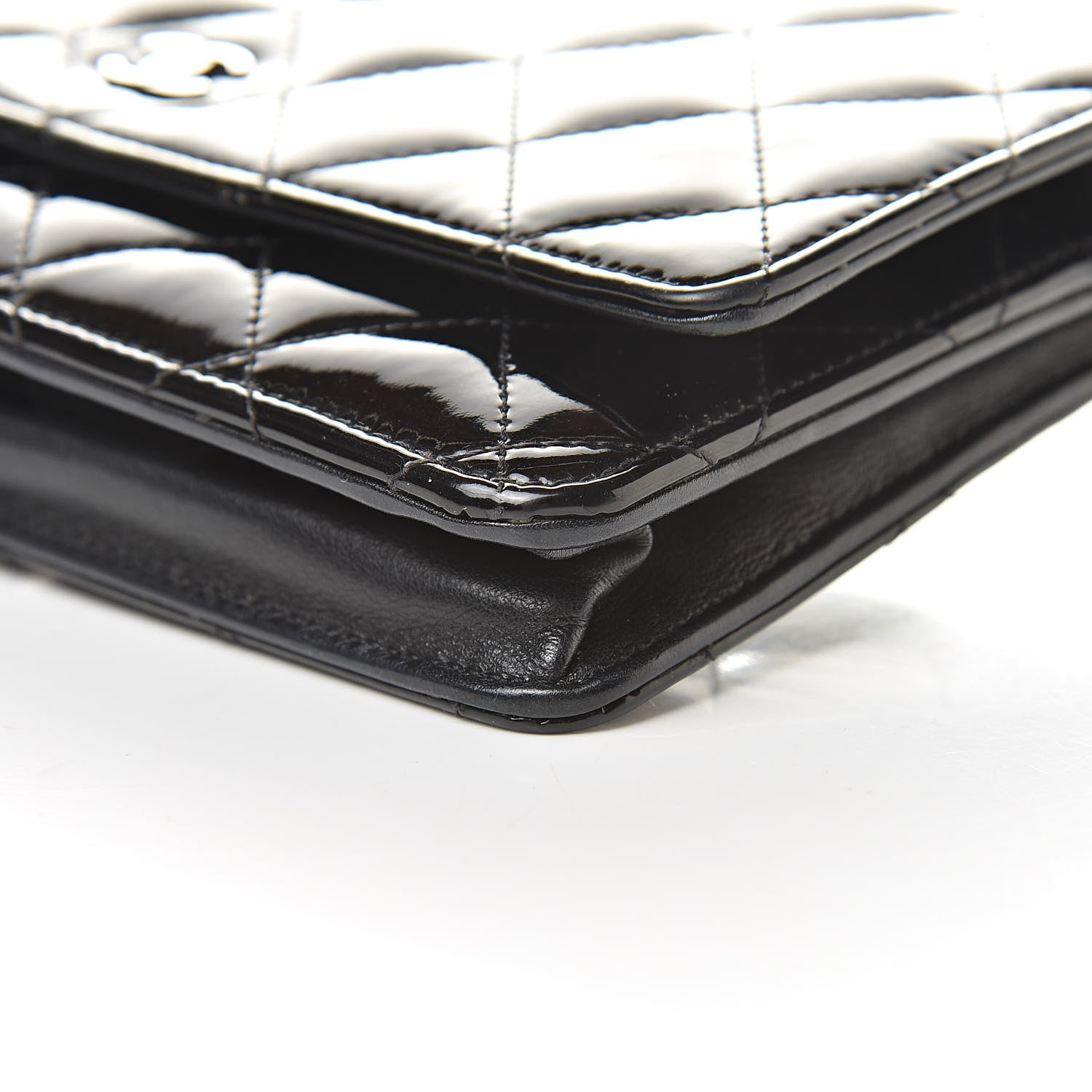 Chanel Patent Quilted Wallet On Chain WOC Black 11 of 14