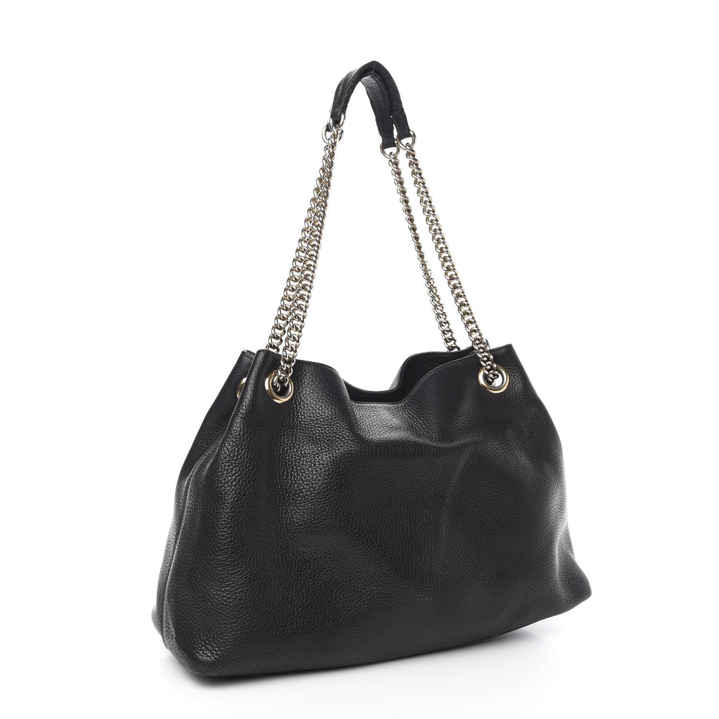 Pebbled Calfskin Medium Soho Chain Shoulder Bag Black