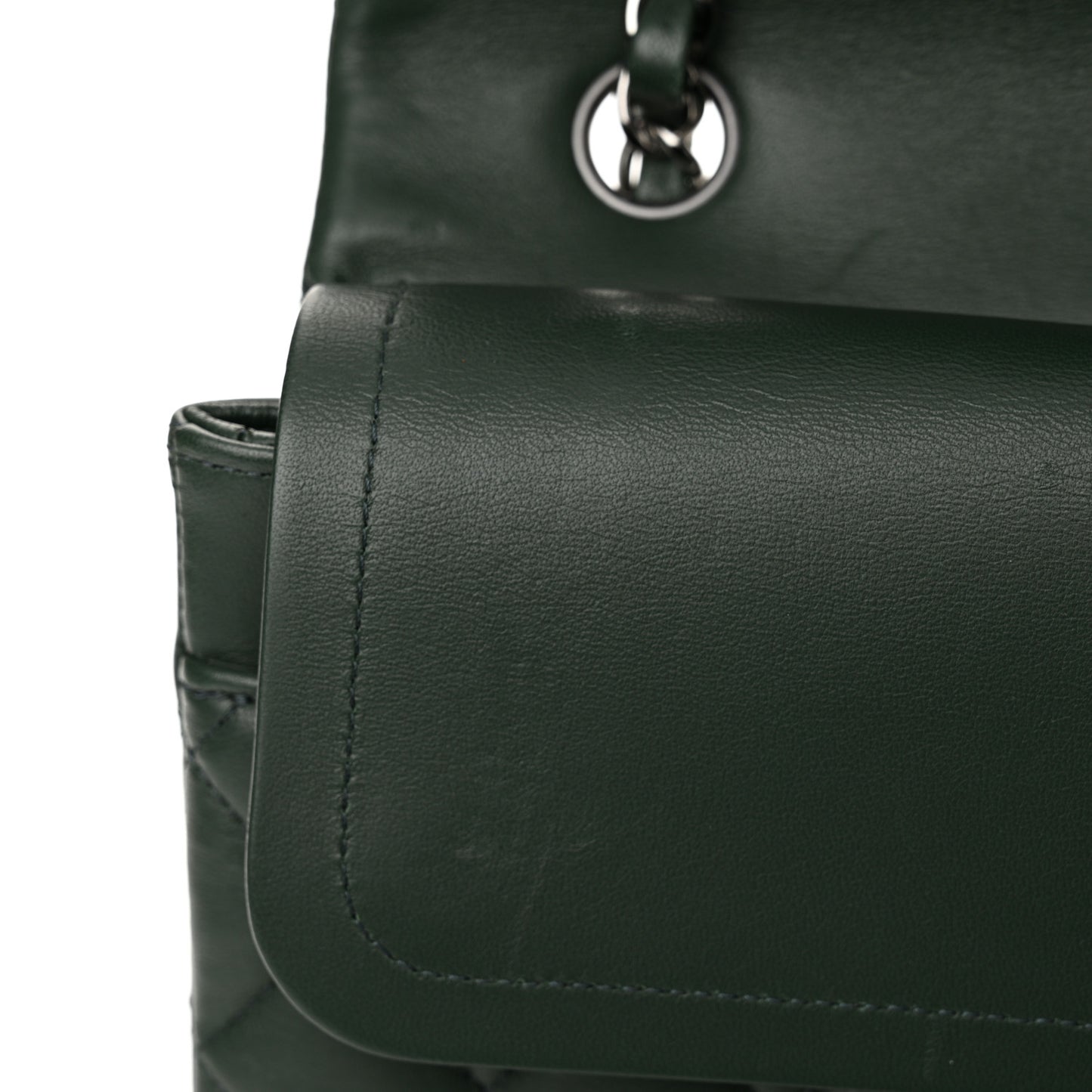 Lambskin Quilted Medium Double Flap Green