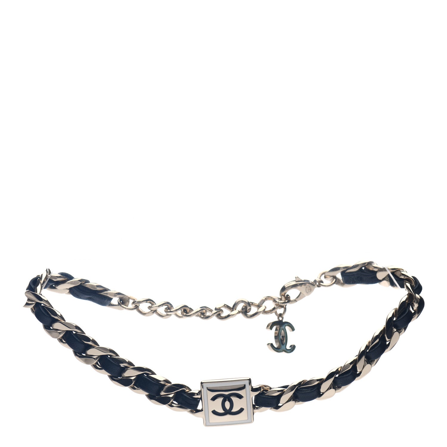 Chanel Metal Lambskin CC Square Choker Gold Black White 1 of 4
