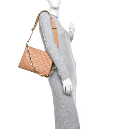 Louis Vuitton Lambskin Embossed Monogram Coussin PM Camel 2 of 11