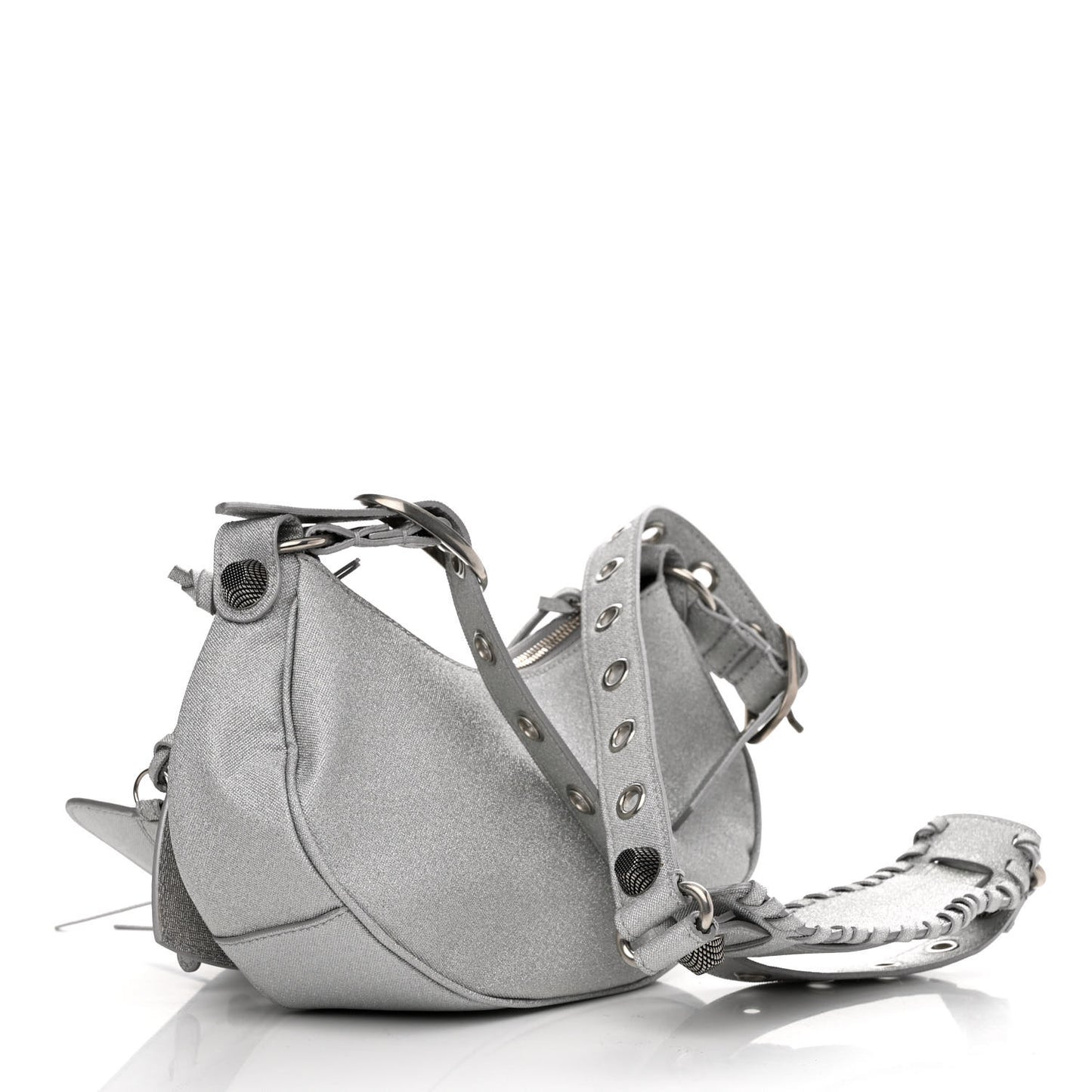 Sparkling Fabric Le Cagole Shoulder Bag XS Silver