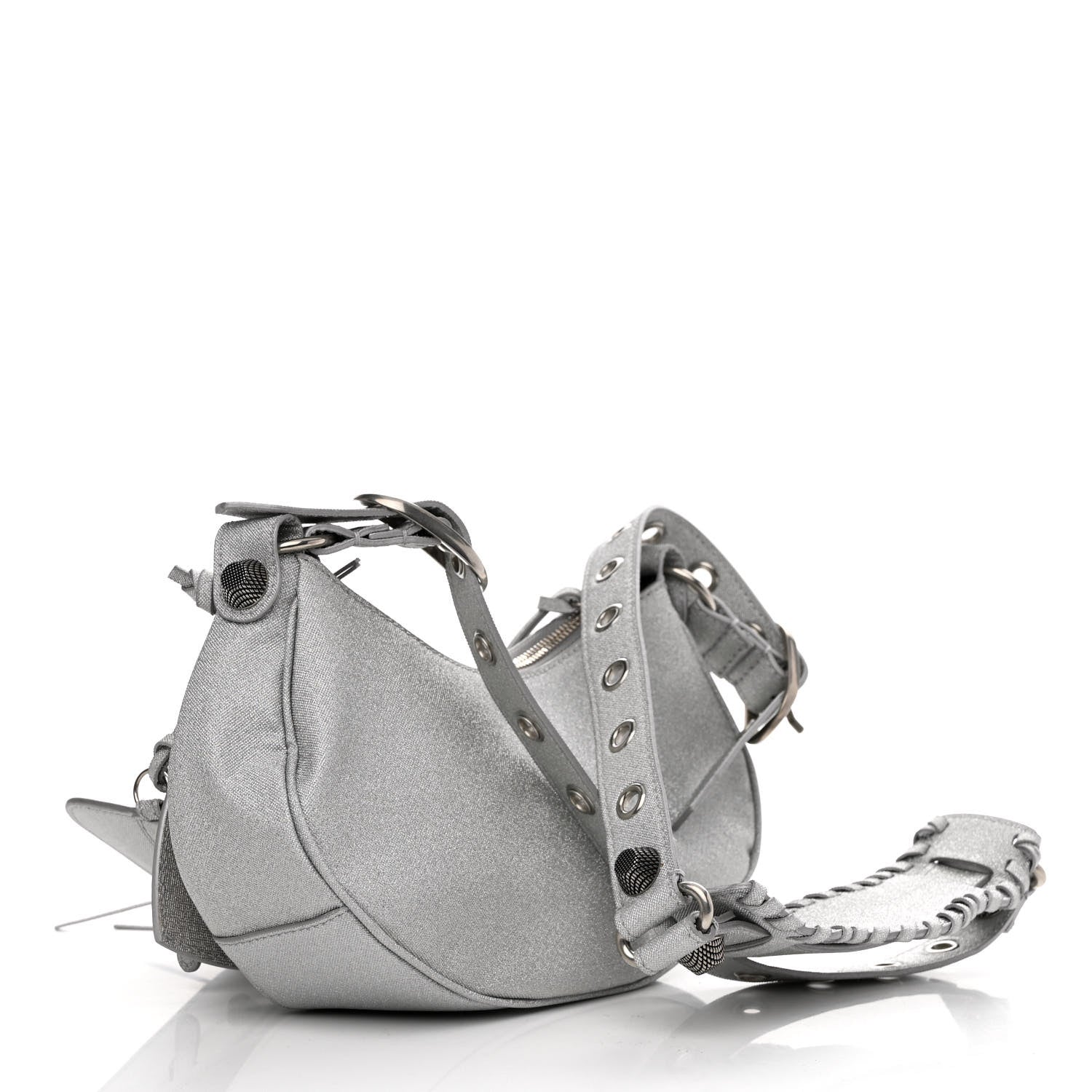 Balenciaga Sparkling Fabric Le Cagole Shoulder Bag XS Silver 3 of 10
