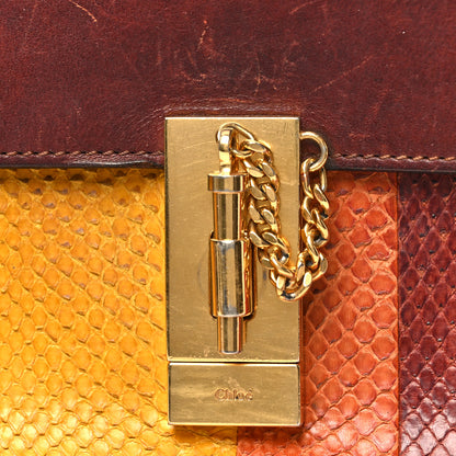 Chloe Snakeskin Drew Shoulder Bag Brown Multicolor 7 of 9