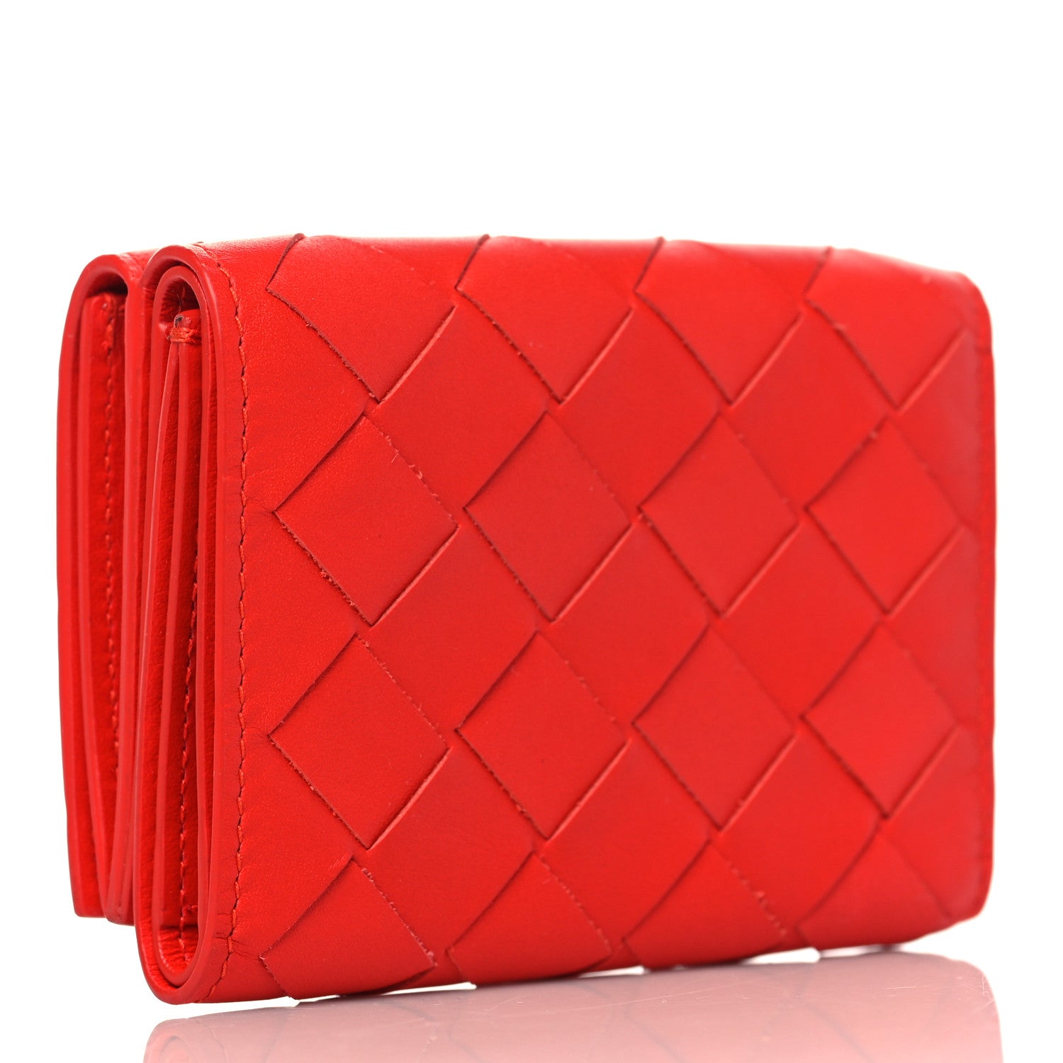 Bottega Veneta Nappa Intrecciato Trifold Wallet Red 3 of 6