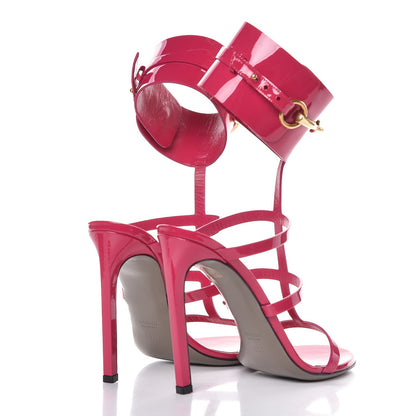 Gucci Patent Bright Bit Ankle Cuff Sandals 38.5 Shocking Pink 4 of 7