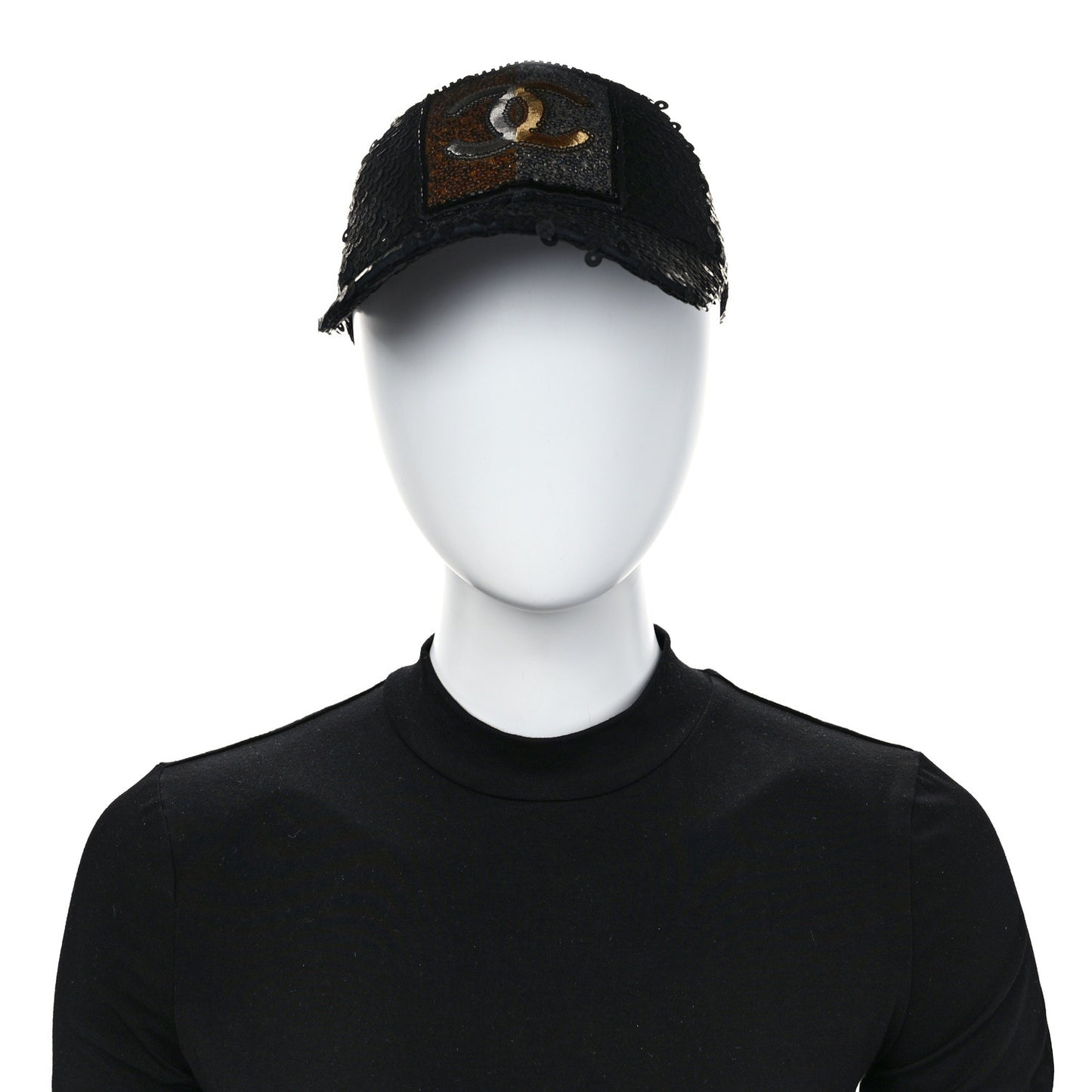 Sequin Embellished CC Baseball Cap Hat Black