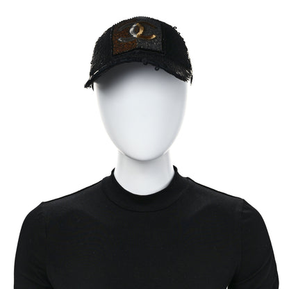Chanel Sequin Embellished CC Baseball Cap Hat Black 2 of 8