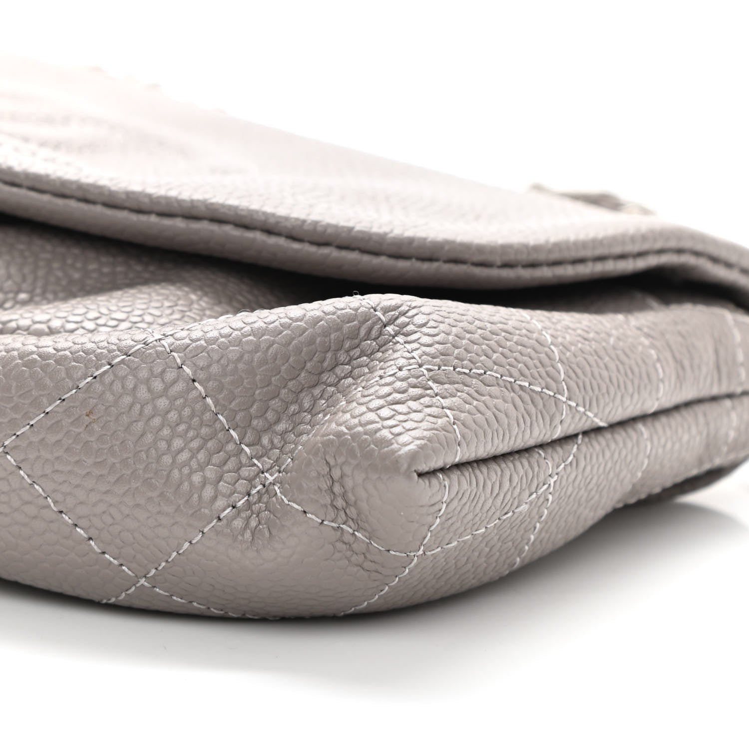 Chanel Caviar Half Moon Wallet On Chain WOC Light Grey 10 of 11