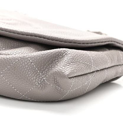 Chanel Caviar Half Moon Wallet On Chain WOC Light Grey 10 of 11